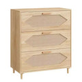 3 Drawer Rattan Dresser, Stylish Storage Cabinet, Bedroom, Living Room, Hallway,Spacious Drawers