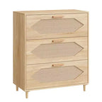 3 Drawer Rattan Dresser, Stylish Storage Cabinet, Bedroom, Living Room, Hallway,Spacious Drawers