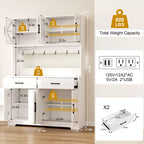 Dyonery 71 LED Armoire de cuisine avec prise de courant, meuble de bar à café, grand buffet de rangement de cuisine avec porte-revues et étagères