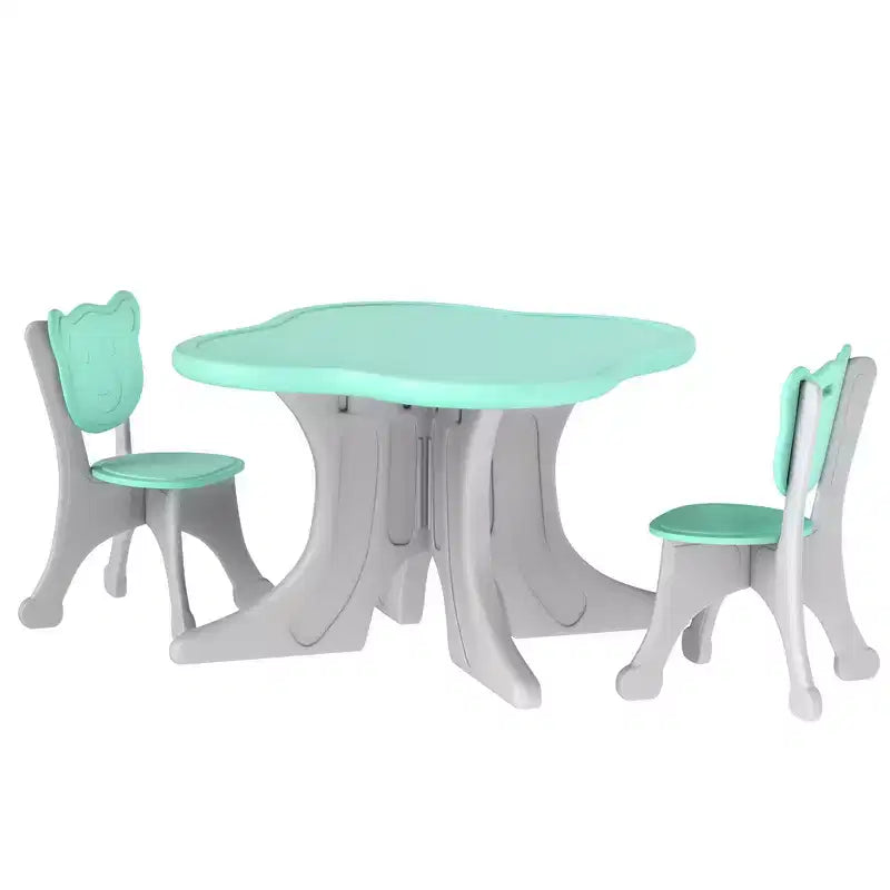 Ensemble table et 2 chaises pour enfants Whisen, table et chaises pour tout-petits avec bureau léger en PEHD - Bleu clair