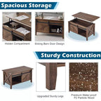 Table basse relevable de ferme VINGLI, tables basses avec étagère de rangement/compartiment caché, Mesa De Centro para Sala, marron rustique
