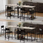 COZONY Ensemble de salle à manger à hauteur de comptoir pour 2 personnes avec rangement, chaises rembourrées pour petite cuisine et coin-repas
