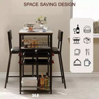 COZONY Ensemble de salle à manger à hauteur de comptoir pour 2 personnes avec rangement, chaises rembourrées pour petite cuisine et coin-repas
