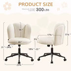 Chaise de bureau sans accoudoirs Furniliving, chaise de coiffeuse rembourrée, bouclette confortable pour chambre/dressing/bureau à domicile
