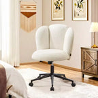Chaise de bureau sans accoudoirs Furniliving, chaise de coiffeuse rembourrée, bouclette confortable pour chambre/dressing/bureau à domicile