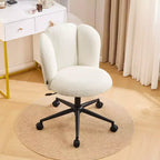 Chaise de bureau sans accoudoirs Furniliving, chaise de coiffeuse rembourrée, bouclette confortable pour chambre/dressing/bureau à domicile
