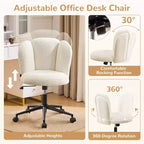 Chaise de bureau sans accoudoirs Furniliving, chaise de coiffeuse rembourrée, bouclette confortable pour chambre/dressing/bureau à domicile