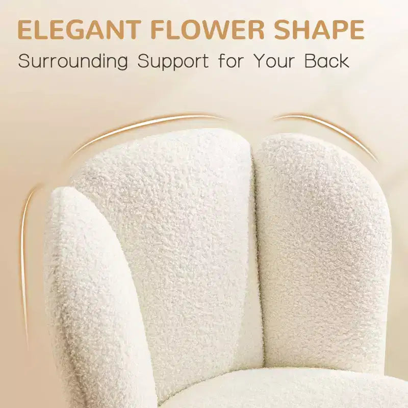Chaise de bureau sans accoudoirs Furniliving, chaise de coiffeuse rembourrée, bouclette confortable pour chambre/dressing/bureau à domicile