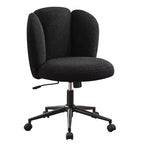 Furniliving Armless Home Office Desk Chair, Upholstered Vanity Chair, Comfortable Boucle for Bedroom/Dressing Room/Home Office