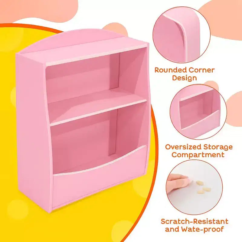 Étagère GustoWave pour Livres d'Enfants, Meuble de Rangement 3 Niveaux en Bois pour Jouets, Armoire de Rangement en Bois pour Jouets, Armoire de Rangement de 24 L, Idéale pour Chambre d'Enfant, Salle de Jeux, Couloir