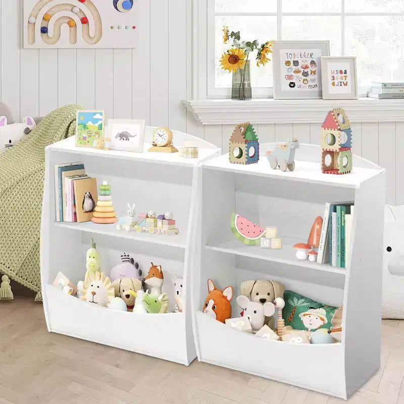 Étagère GustoWave pour Livres d'Enfants, Meuble de Rangement 3 Niveaux en Bois pour Jouets, Armoire de Rangement en Bois pour Jouets, Armoire de Rangement de 24 L, Idéale pour Chambre d'Enfant, Salle de Jeux, Couloir
