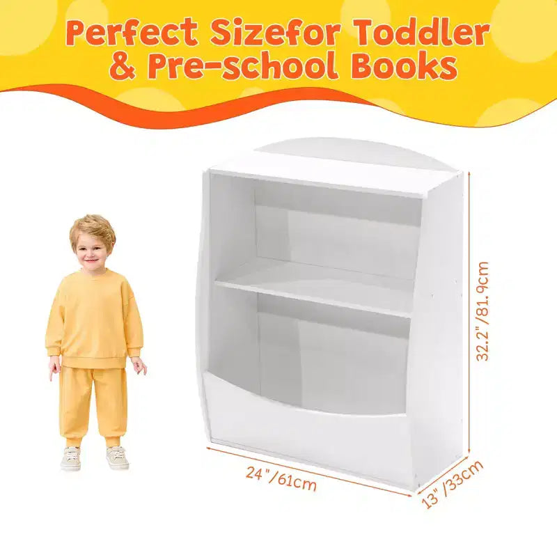 Étagère GustoWave pour Livres d'Enfants, Meuble de Rangement 3 Niveaux en Bois pour Jouets, Armoire de Rangement en Bois pour Jouets, Armoire de Rangement de 24 L, Idéale pour Chambre d'Enfant, Salle de Jeux, Couloir