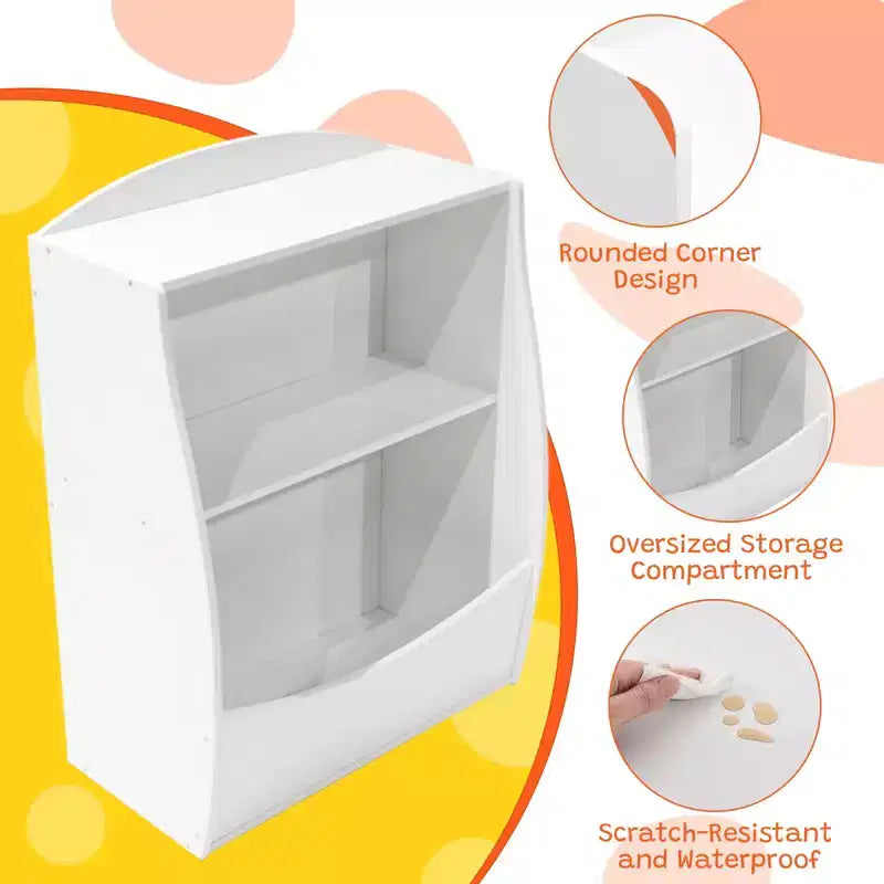 Étagère GustoWave pour Livres d'Enfants, Meuble de Rangement 3 Niveaux en Bois pour Jouets, Armoire de Rangement en Bois pour Jouets, Armoire de Rangement de 24 L, Idéale pour Chambre d'Enfant, Salle de Jeux, Couloir