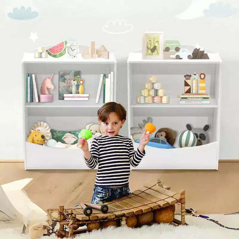 Étagère GustoWave pour Livres d'Enfants, Meuble de Rangement 3 Niveaux en Bois pour Jouets, Armoire de Rangement en Bois pour Jouets, Armoire de Rangement de 24 L, Idéale pour Chambre d'Enfant, Salle de Jeux, Couloir