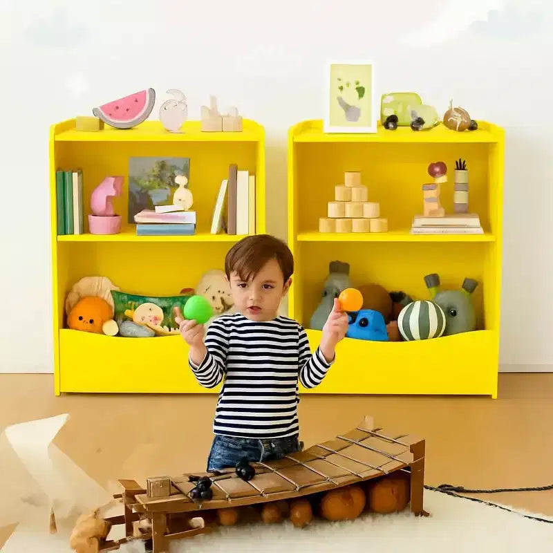 Étagère GustoWave pour Livres d'Enfants, Meuble de Rangement 3 Niveaux en Bois pour Jouets, Armoire de Rangement en Bois pour Jouets, Armoire de Rangement de 24 L, Idéale pour Chambre d'Enfant, Salle de Jeux, Couloir