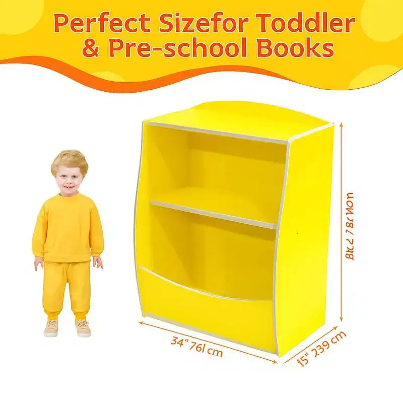 Étagère GustoWave pour Livres d'Enfants, Meuble de Rangement 3 Niveaux en Bois pour Jouets, Armoire de Rangement en Bois pour Jouets, Armoire de Rangement de 24 L, Idéale pour Chambre d'Enfant, Salle de Jeux, Couloir