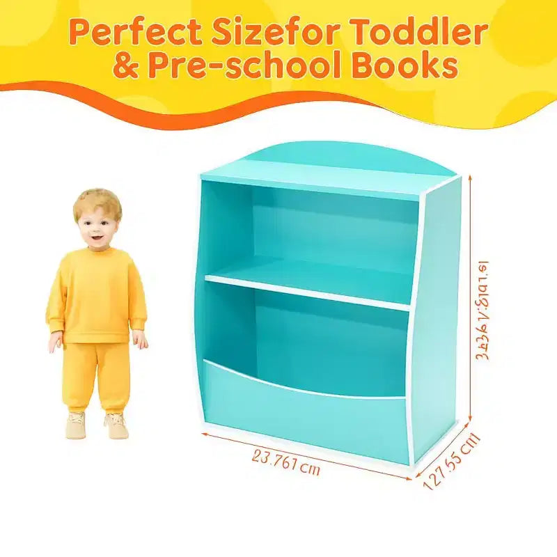 Étagère GustoWave pour Livres d'Enfants, Meuble de Rangement 3 Niveaux en Bois pour Jouets, Armoire de Rangement en Bois pour Jouets, Armoire de Rangement de 24 L, Idéale pour Chambre d'Enfant, Salle de Jeux, Couloir