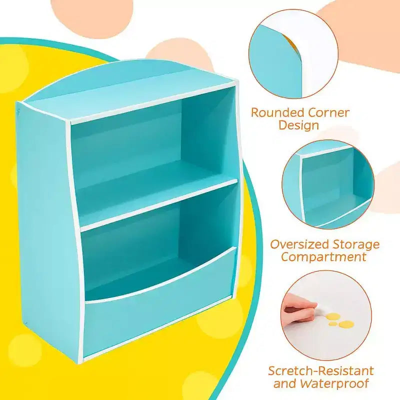 Étagère GustoWave pour Livres d'Enfants, Meuble de Rangement 3 Niveaux en Bois pour Jouets, Armoire de Rangement en Bois pour Jouets, Armoire de Rangement de 24 L, Idéale pour Chambre d'Enfant, Salle de Jeux, Couloir