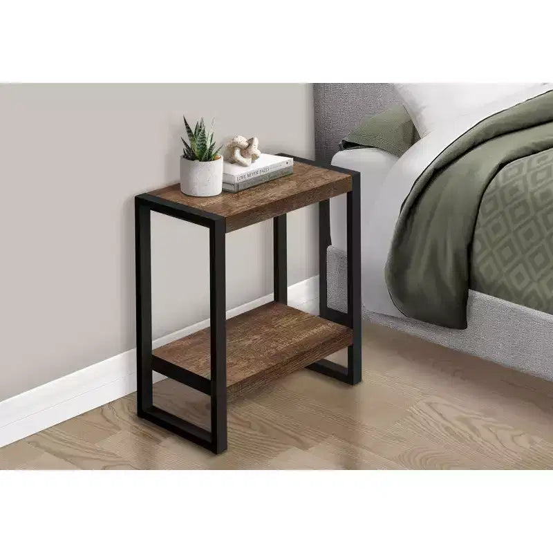 Table d'appoint moderne Okak avec pieds en boucle, table d'extrémité avec étagère de rangement inférieure et plateau épais, table de canapé pour salon
