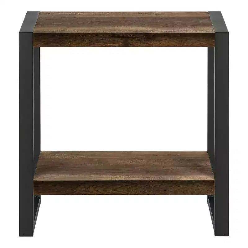 Table d'appoint moderne Okak avec pieds en boucle, table d'extrémité avec étagère de rangement inférieure et plateau épais, table de canapé pour salon