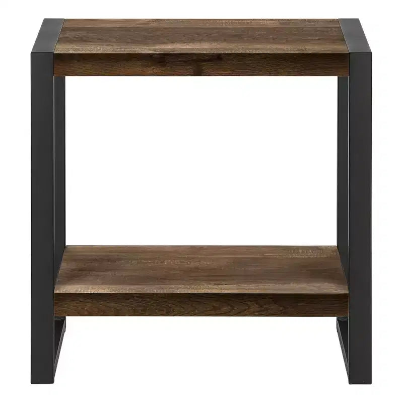 Table d'appoint moderne Okak avec pieds en boucle, table d'extrémité avec étagère de rangement inférieure et plateau épais, table de canapé pour salon