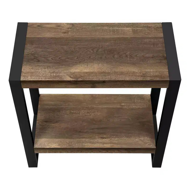 Table d'appoint moderne Okak avec pieds en boucle, table d'extrémité avec étagère de rangement inférieure et plateau épais, table de canapé pour salon
