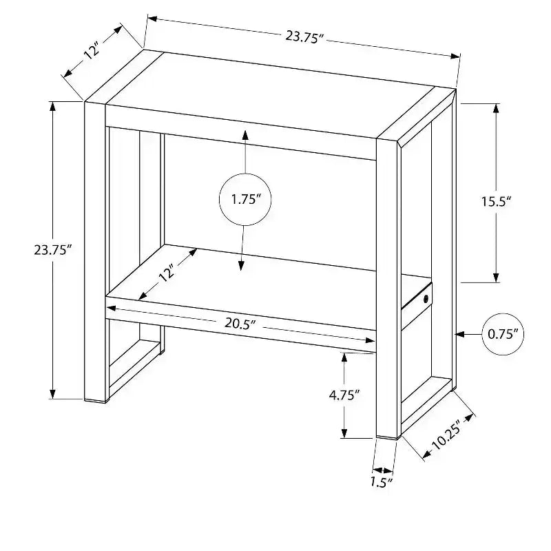 Table d'appoint moderne Okak avec pieds en boucle, table d'extrémité avec étagère de rangement inférieure et plateau épais, table de canapé pour salon