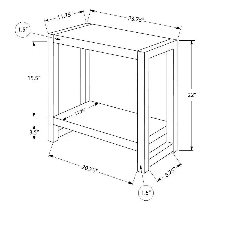 Table d'appoint moderne Okak avec pieds en boucle, table d'extrémité avec étagère de rangement inférieure et plateau épais, table de canapé pour salon