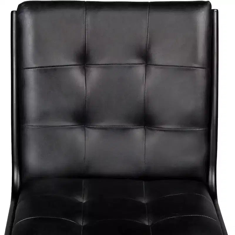 Chaise de salle à manger latérale en cuir touffeté noir HomeRoots