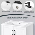 Meuble-lavabo autoportant moderne Yaheetech de 34 pouces avec lavabo, blanc