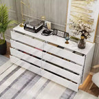 Commode moderne Famapy à 8 tiroirs avec éclairage de base LED, finition brillante et polyvalence multi-pièces, Meuble de rangement, Organisateur élégant pour la maison