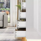 Commode moderne Famapy à 8 tiroirs avec éclairage de base LED, finition brillante et polyvalence multi-pièces, Meuble de rangement, Organisateur élégant pour la maison