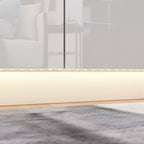 Commode moderne Famapy à 8 tiroirs avec éclairage de base LED, finition brillante et polyvalence multi-pièces, Meuble de rangement, Organisateur élégant pour la maison