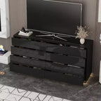 Commode moderne Famapy à 8 tiroirs avec éclairage de base LED, finition brillante et polyvalence multi-pièces, Meuble de rangement, Organisateur élégant pour la maison