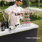 VINGLI Table de bar portable 78, 2 étagères, table de bar mobile pour événements, fêtes, camping, pique-niques, salons professionnels, intérieur avec jupe noire