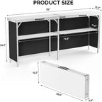 VINGLI Table de bar portable 78, 2 étagères, table de bar mobile pour événements, fêtes, camping, pique-niques, salons professionnels, intérieur avec jupe noire