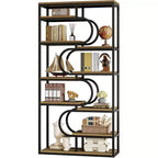 Lantine 5-Tier Industrial Bookshelf, 71 Etagere Bookcase, Freestanding Display Storage Shelf Unit for Home Office, Living Room, Brown