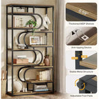 Lantine Étagère Industrielle à 5 Niveaux, Bibliothèque Étagère 71, Meuble de Rangement Autoportant pour Bureau à Domicile, Salon, Marron