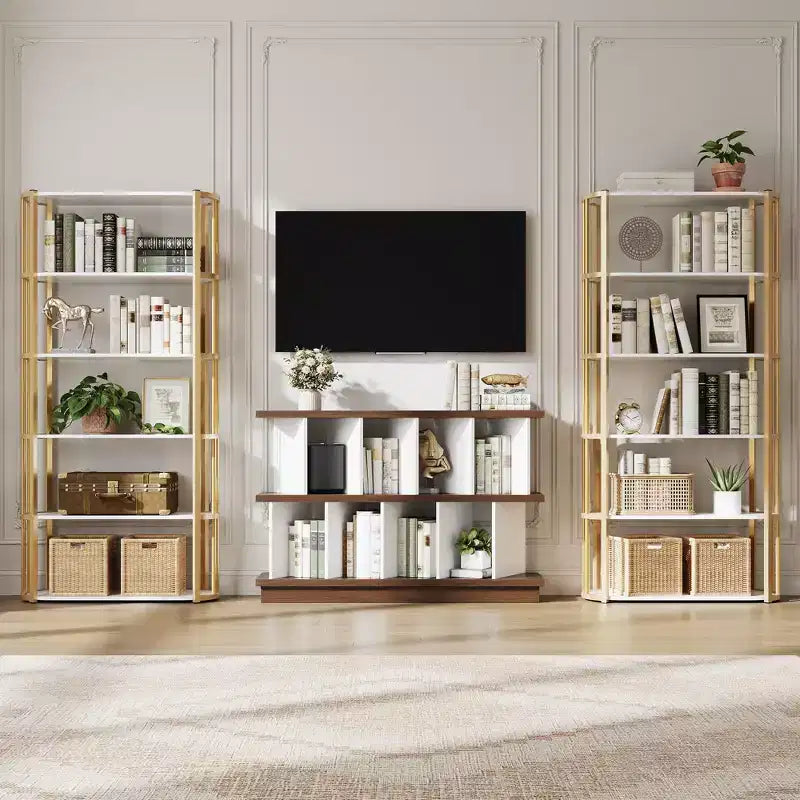 Étagère de rangement à 8 cases, meuble ouvert avec 10 panneaux