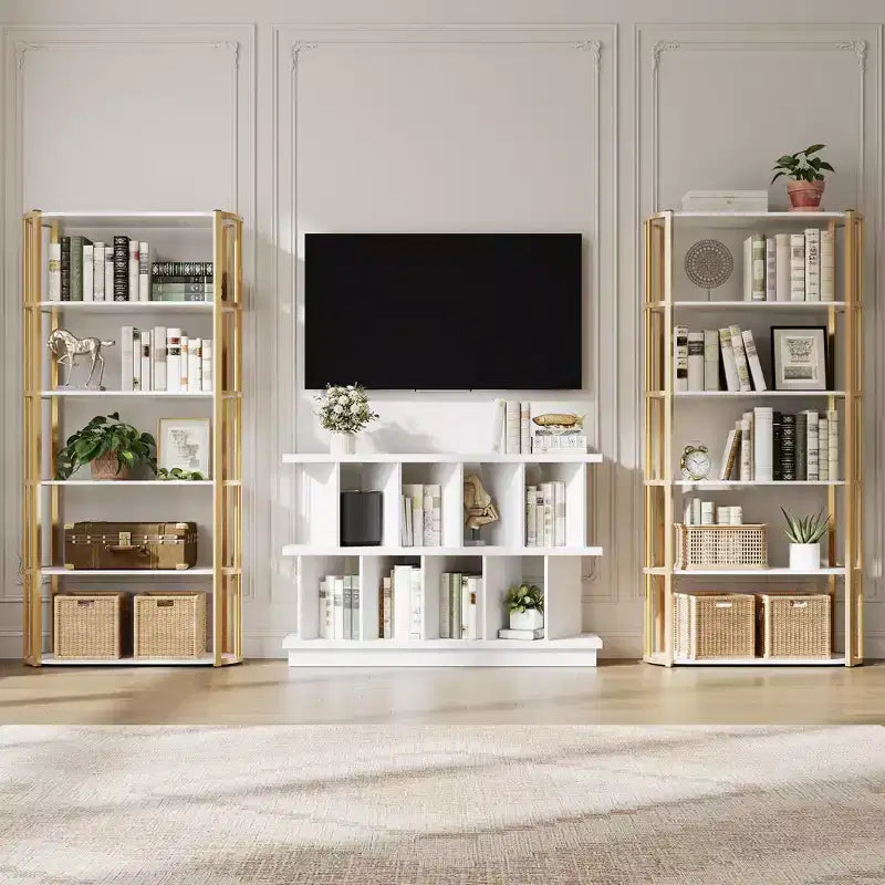 Étagère de rangement à 8 cases, meuble ouvert avec 10 panneaux