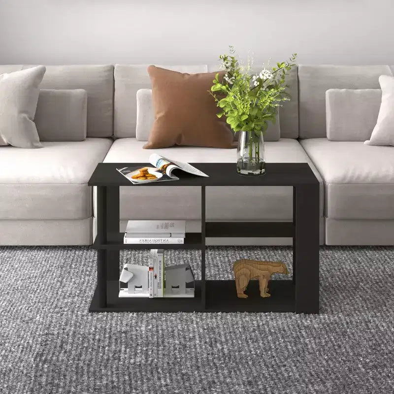 Table basse HOMLUX à 3 niveaux avec étagères ouvertes Petite table d'appoint pour salon et chambre à coucher