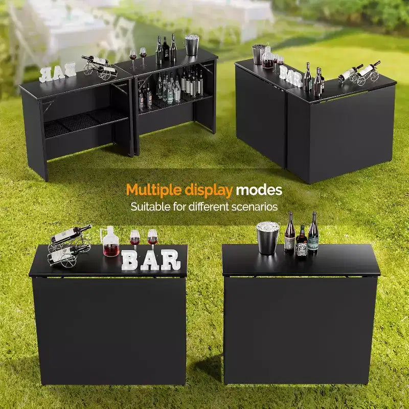 VINGLI 45 Table de bar portable de qualité commerciale pour événements, station de bar mobile, table de bar pop-up extérieure intérieure avec jupe