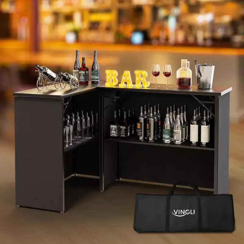 VINGLI 45 Table de bar portable de qualité commerciale pour événements, station de bar mobile, table de bar pop-up extérieure intérieure avec jupe