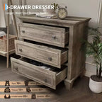 Commode moderne à 3 tiroirs, meuble de rangement en bois avec élégantes poignées métalliques, commode compacte pour chambre à coucher, salon, entrée, couloir