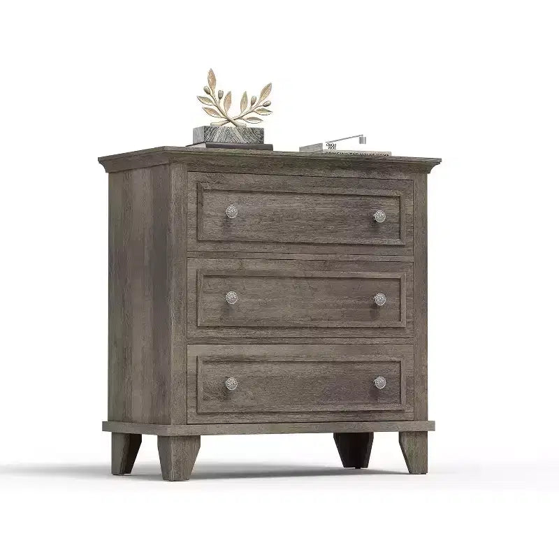 Commode moderne à 3 tiroirs, meuble de rangement en bois avec élégantes poignées métalliques, commode compacte pour chambre à coucher, salon, entrée, couloir