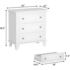 Commode moderne à 3 tiroirs, meuble de rangement en bois avec élégantes poignées métalliques, commode compacte pour chambre à coucher, salon, entrée, couloir