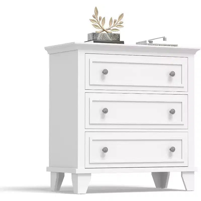Commode moderne à 3 tiroirs, meuble de rangement en bois avec élégantes poignées métalliques, commode compacte pour chambre à coucher, salon, entrée, couloir
