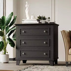 Commode moderne à 3 tiroirs, meuble de rangement en bois avec élégantes poignées métalliques, commode compacte pour chambre à coucher, salon, entrée, couloir