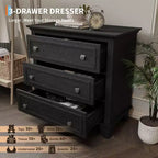 Commode moderne à 3 tiroirs, meuble de rangement en bois avec élégantes poignées métalliques, commode compacte pour chambre à coucher, salon, entrée, couloir