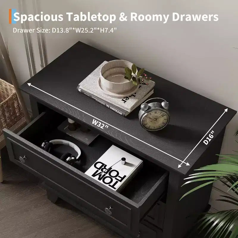 Commode moderne à 3 tiroirs, meuble de rangement en bois avec élégantes poignées métalliques, commode compacte pour chambre à coucher, salon, entrée, couloir